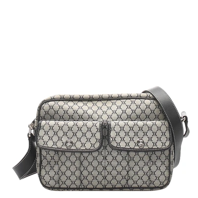 Pre-owned Celine Grey Macadam Canvas Crossbody Bag In Black