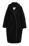 Max Mara Teddy Camel & Silk Blend Coat In White,black