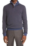 ERMENEGILDO ZEGNA CASHMERE & COTTON QUARTER ZIP SWEATER,220UVQ25-127-210