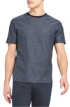 Theory Milan Micro Grid Crewneck T-shirt In Eclipse/white Grey