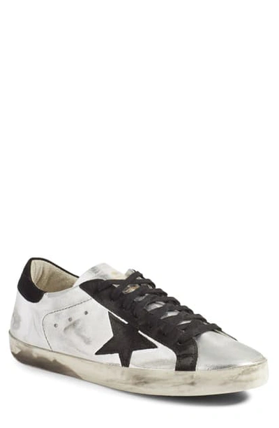 Golden Goose Super Star Sneaker In Metallic Silver Leather