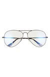 Ray Ban Blue Light Blocking 62mm Oversize Aviator Everglasses In Black Crystal