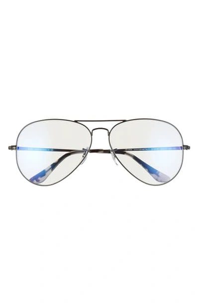 Ray Ban Blue Light Blocking 62mm Oversize Aviator Everglasses In Black Crystal