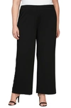 Alex Evenings Plus Size Stretch-crepe Wide-leg Pants In Black