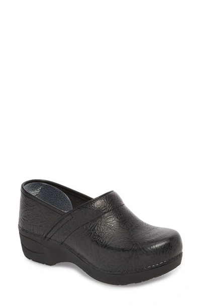 Dansko Professional Clog In Floral Tooled Black In Black Tooled