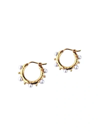 Elizabeth Locke 19k Yellow Gold & 3mm Pearl Hoop Earrings