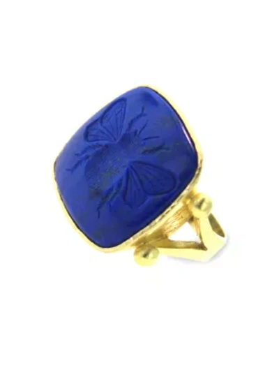 Elizabeth Locke Stone Intaglio Lapis 18k Gold 'bee' Ring