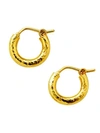 Elizabeth Locke Gold Hammered 19k Yellow Gold Baby Hoop Earrings