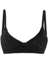 Alanui Ribbed Knit Cropped Top In Metallic