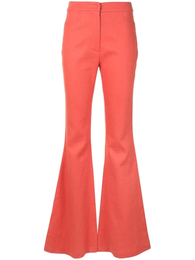 Alexis Emerson Linen Flared Trousers In Pink