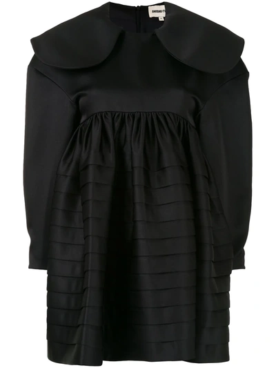 Shushu-tong Oversized Shoulder Mini Dress In Black