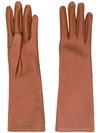 SAINT LAURENT LOGO-DEBOSSED 5-FINGER GLOVES