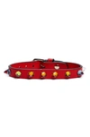 CHRISTIAN LOUBOUTIN LOUBILINK CRYSTAL STUDDED LEATHER BRACELET,3205085