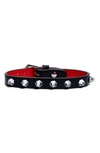 Shop Christian Louboutin Loubilink Crystal Studded Leather Bracelet In Black/ Crystal