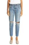 MOUSSY VINTAGE BECKTON RIPPED TAPERED JEANS,025DAC11-1180