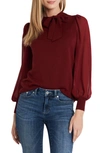 Cece Sweet Tie Mix Media Cotton Blend Sweater In Claret Red
