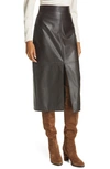 A.L.C MOSS FRONT SLIT FAUX LEATHER SKIRT,3SKRT00288