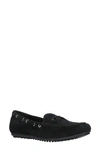 Bella Vita Scout Womens Leather Slip On Moccasins In Black Suede Leather