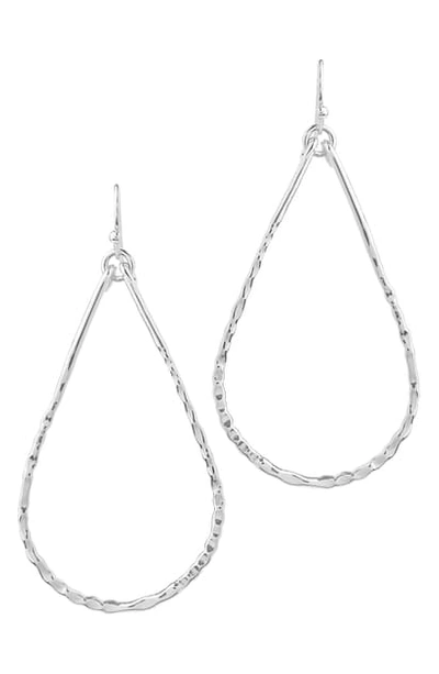 Sterling Forever Hammered Teardrop Earrings In Silver