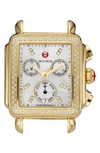 Michele Deco Diamond Diamond Dial Gold Plated Watch Case, 33mm X 35mm In Gold
