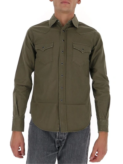 Saint Laurent Western-inspired Press-stud Shirt In Green