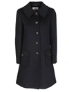 GUCCI WOOL COAT WITH LOGO BUTTONS IN BLACK