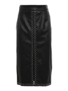 TWINSET STUDDED FAUX LEATHER LONGUETTE SKIRT