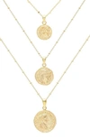 ADINAS JEWELS SET OF 3 COIN PENDANT NECKLACES,A701GLD