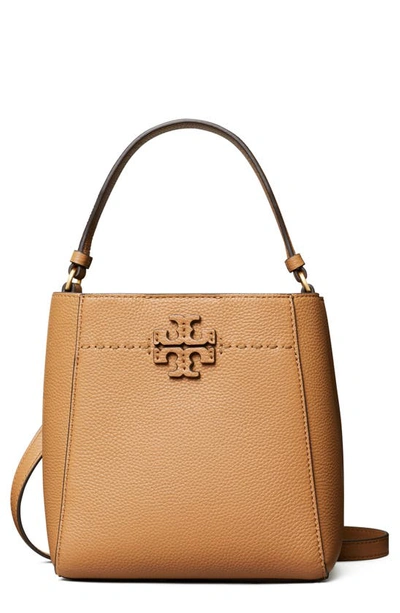 Tory Burch Mcgraw Small Leather Bucket Bag In Tiramisu