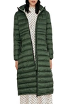 Noize Lightweight Long Puffer Coat In Pine
