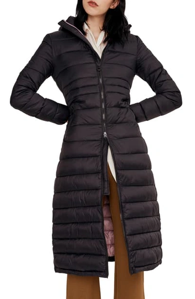 Noize Lightweight Long Puffer Coat In Black
