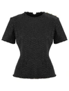 BALMAIN BLACK TWEED TOP,11538211