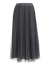 P.A.R.O.S.H PLEATED TULLE SKIRT IN GREY