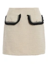 BE BLUMARINE BOUCLÉ WOOL BLEND MINI SKIRT IN CREAM COLOUR