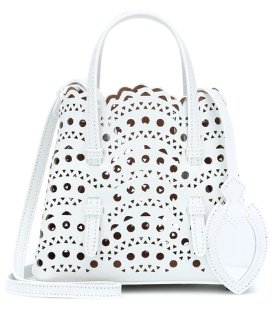 Alaïa Mina Mini Cutout Top Handle Bag In White