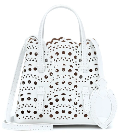 Alaïa Mina Mini Cutout Top Handle Bag In Bianco