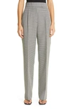 Alexander Wang Chain-embellished Houndstooth Wool-blend Straight-leg Pants In Black/white