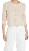 Vince Button Crew Cashmere Cardigan In Heather Champagne