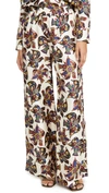 La Doublej Palazzo Bird-print Silk-twill Trousers In Piccolo Dove