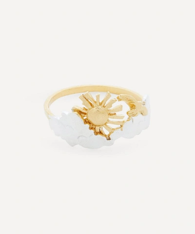 Alex Monroe Gold-plated Morning Sunrise Ring In Gold/silver