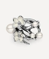 SHAUN LEANE SILVER CHERRY BLOSSOM PEARL AND DIAMOND FLOWER RING,000715721