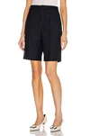 Saint Laurent Pinstripe Tailored Bermuda Shorts In Marine Blanc