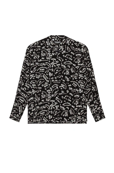 Dolce & Gabbana Long Sleeve Shirt In Written Black