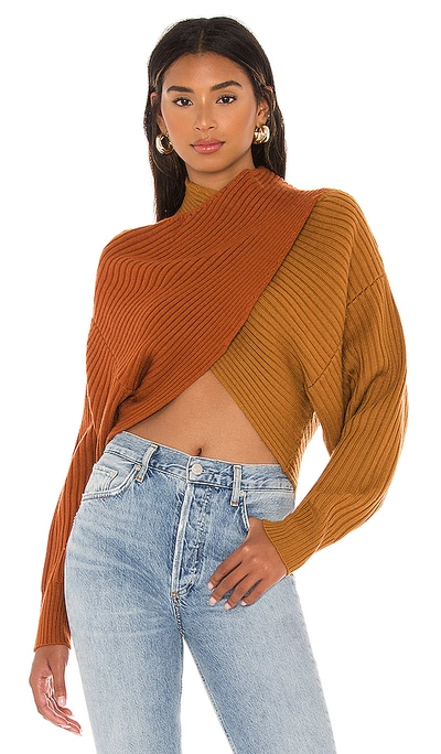 Amur Milena Cropped Rib Knit Jumper In Clay Red
