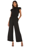 1.state Flutter-sleeve Mock Neck Jumpsuit In Rich Black