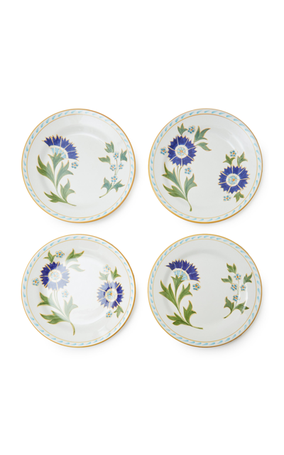 Este Ceramiche Set-of-four Printed Ceramic Dessert Plates In Blue