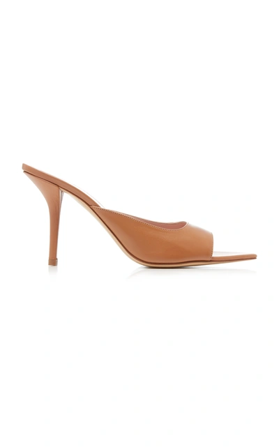 Gia X Pernille Teisbaek 85mm Pointed Toe Leather Mules In Cognac