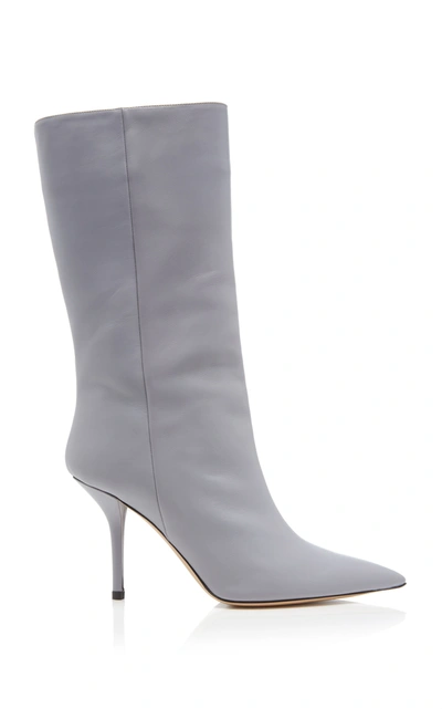 Gia X Pernille Teisbaek High Heels Boots In Grey Leather In Grey,brown