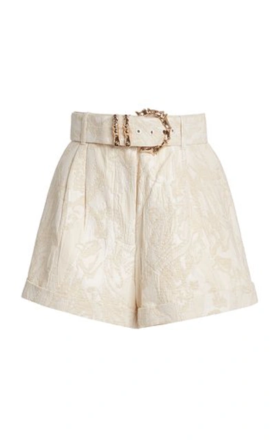 Acler Women's Clifton Belted Cotton-blend Jacquard Shorts In Neutral