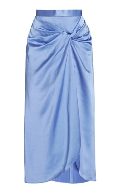 Acler Women's Bonham Draped Satin Midi Skirt In Blue